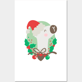 Christmas llama Posters and Art